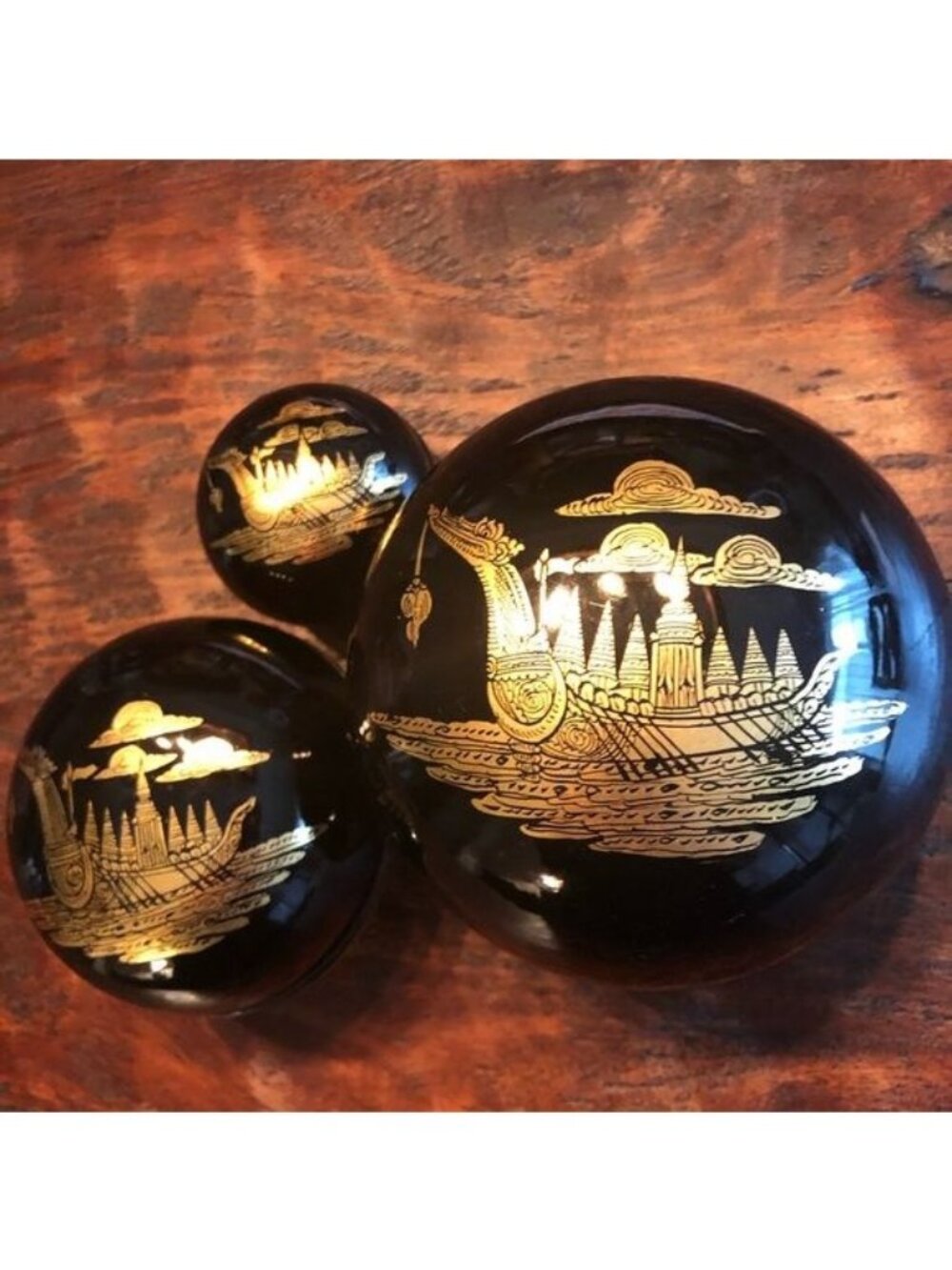 Burmese lacquerware nesting boxes Suphannahong boat